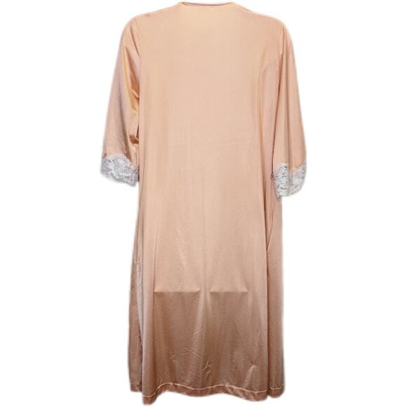 Vintage Midcentury Mod Peach Robe Size Small Retro Bell Sleeve Boho Duster - Picture 3 of 5